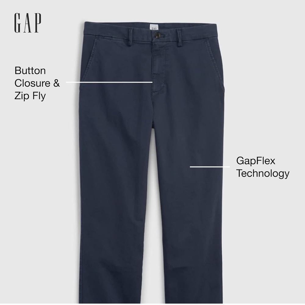 Gap Essential Khakis Straight pants taper NWT 36x34 - Picture 3 of 5
